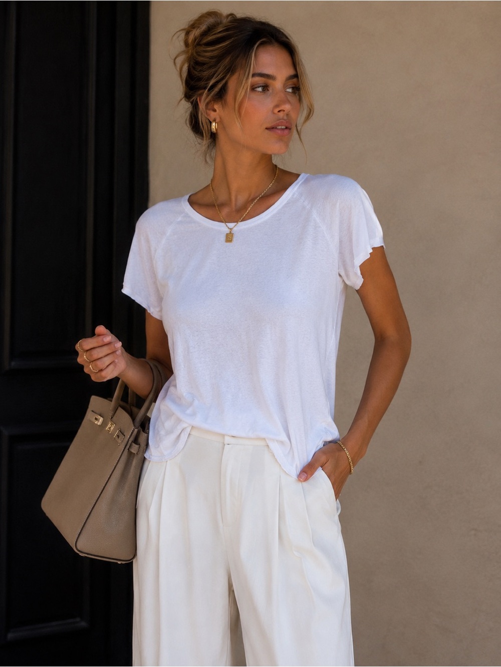 Wilfred White Short Sleeve Tee Lightweight Crew Neck Aritzia Basic Top